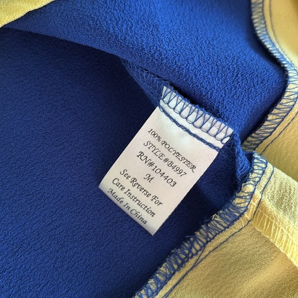 Blu Pepper women’s Blue and lime Yellow Sleeveless Dress studded shoulders Med - Picture 15 of 15